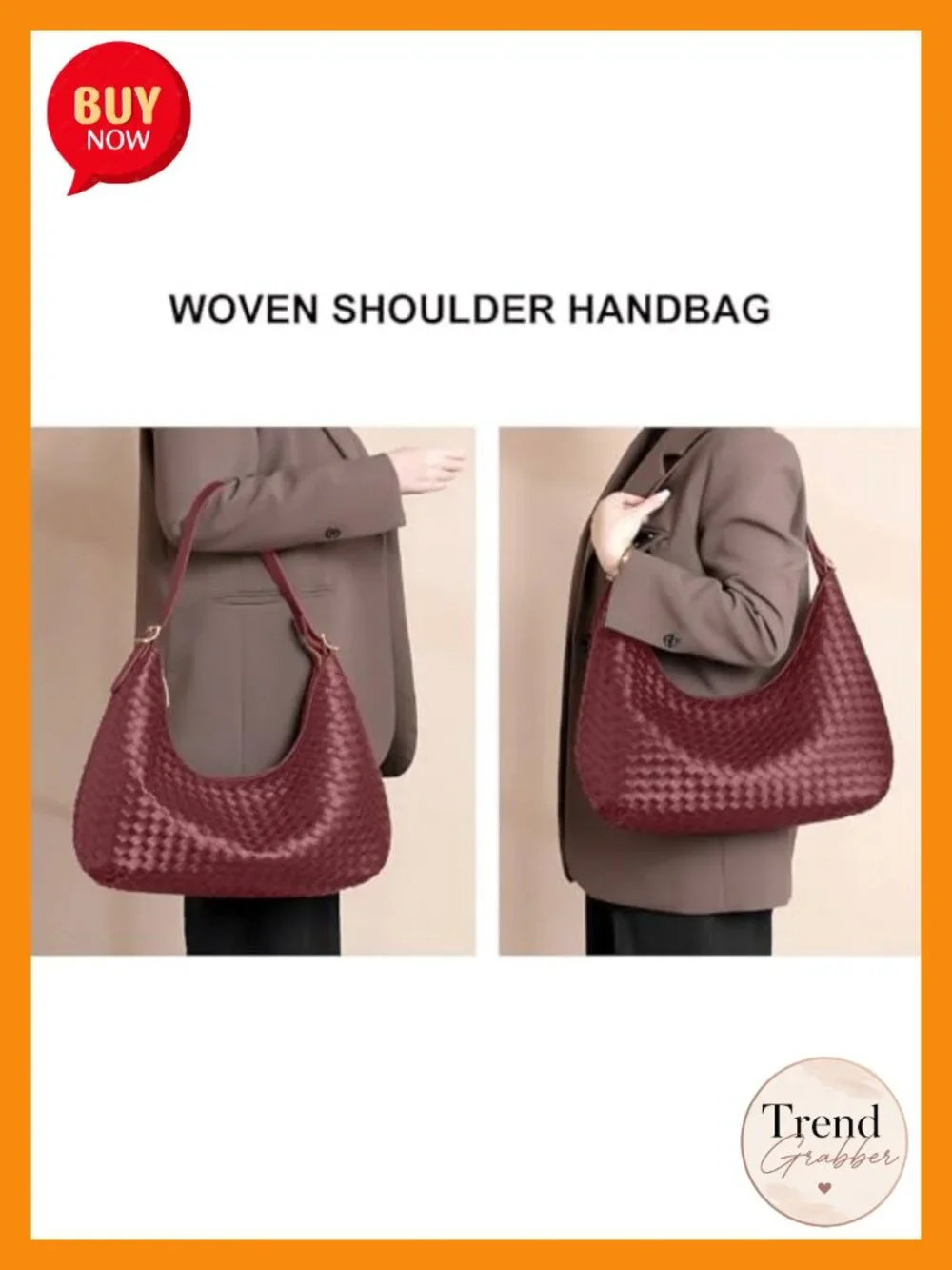 Woven Vegan Leather Hobo Bag Faux Leather Shoulder Bag Tote Lightweight